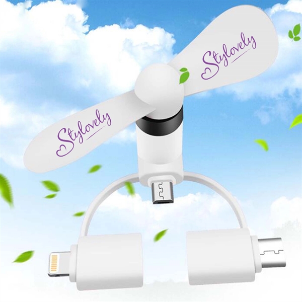 USB Mini fan with 3 in one connector with Type C