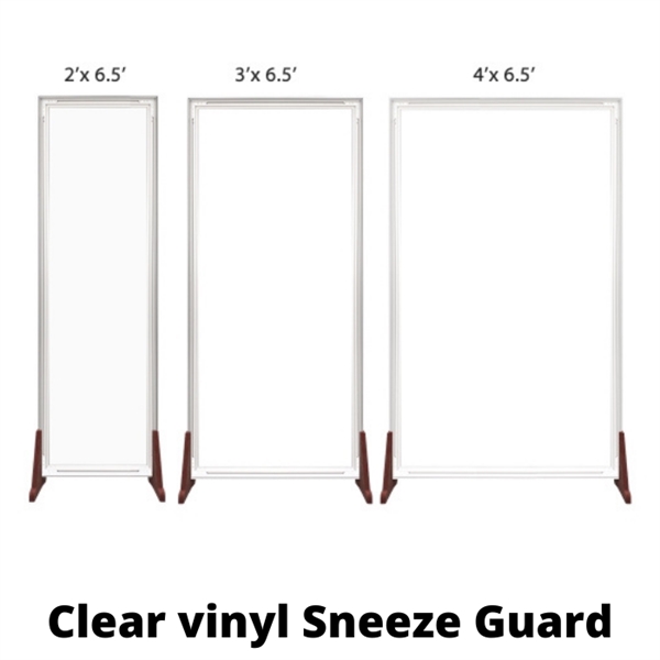 Floor Standing Sneeze Guard - SEG Clear Vinyl - 2ft x 6.5ft