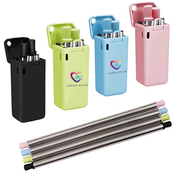 New Design Collapsible Stainless Steel Straw Set With Cleani