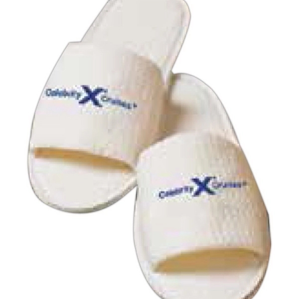 Open Toe Waffle Weave Slippers