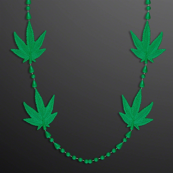 4-Charm Pot Leaf Necklace Cannabis Beads (Non-Light Up)