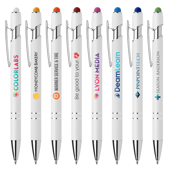 Ellipse Softy White Barrel Pen w/ Stylus
