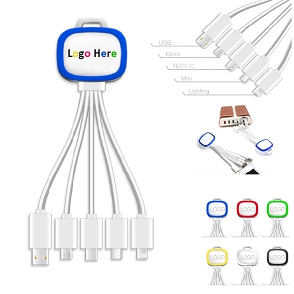 Free Shipping 5in1 USB Charging Cable with LED Light Logo