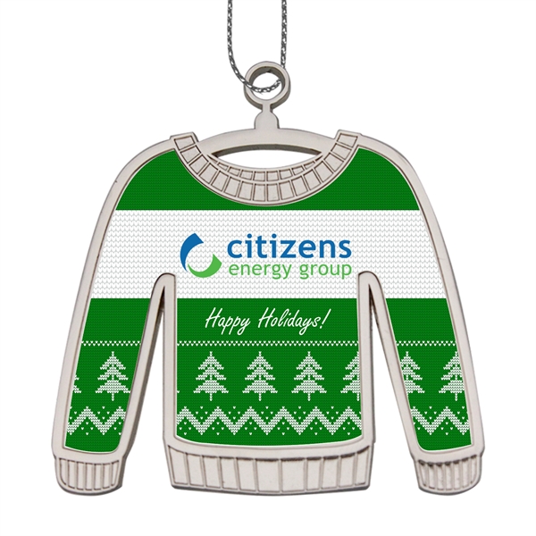 Die Cast Holiday Ornament - Ugly Sweater w/ Dome Effect