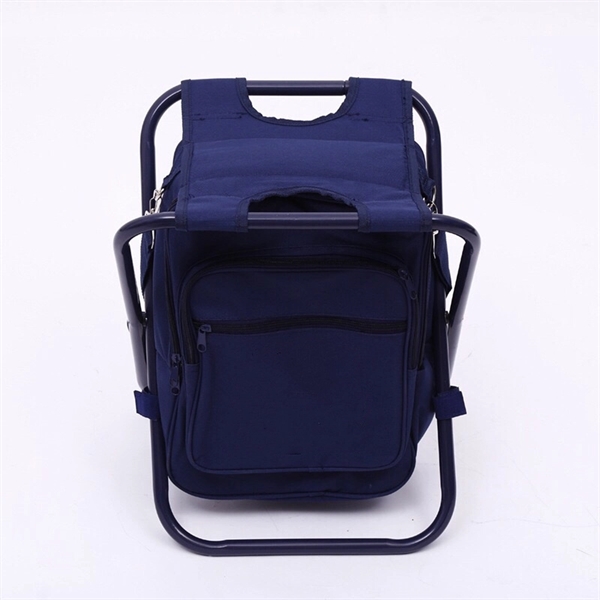 Outdoor Portable Backrest Chair with Insulated Cooler Bag