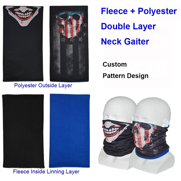 Fleece + Polyester Double Layer Face Mask Neck Gaiter