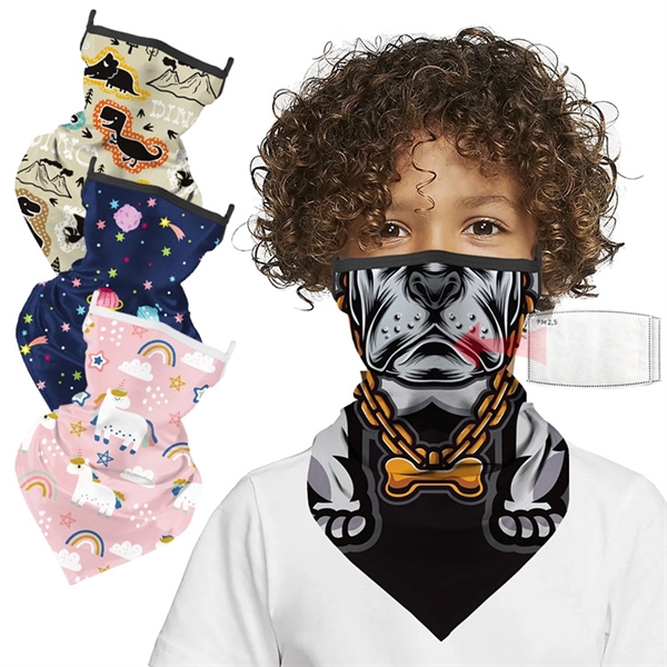 Bottom Fleece Kids Cartoon Mask Neck gaiter With Ear Loop