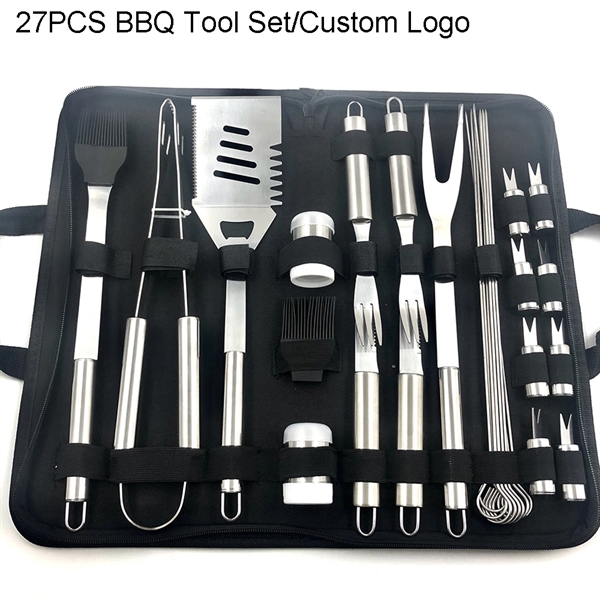 27PCS Stainless Steel BBQ Grilling Tool Set With Bag