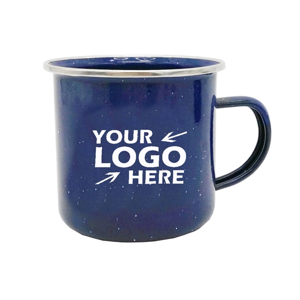 12oz Blue Tin Mug with Silver Rim