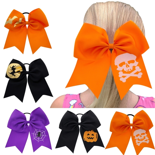 Colorful 7.5" Large Cheer Bow Elastic Hair Tie