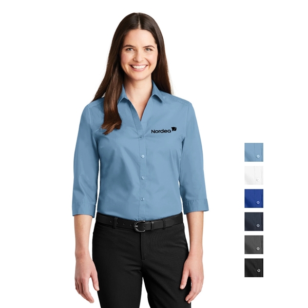 Port Authority® Women's 3/4-Sleeve Carefree Poplin Shirt
