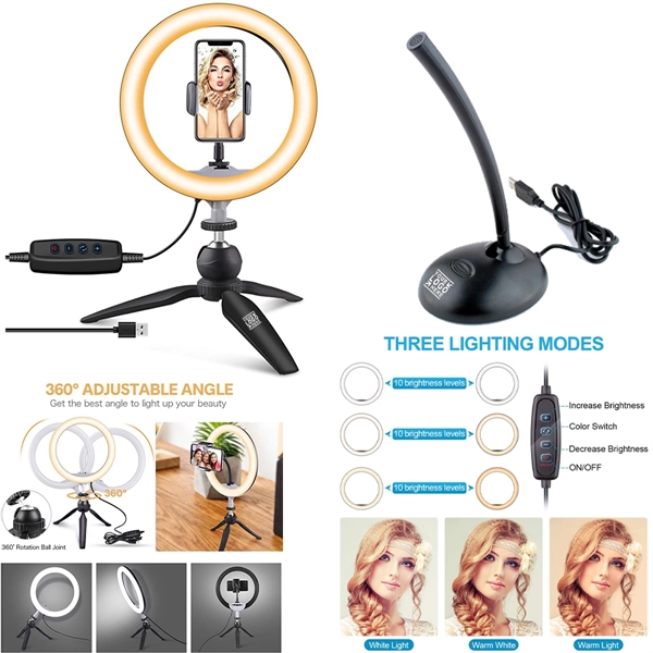8" LED Ring Light W/ Tripod Stand & Phone Holder& Microphone