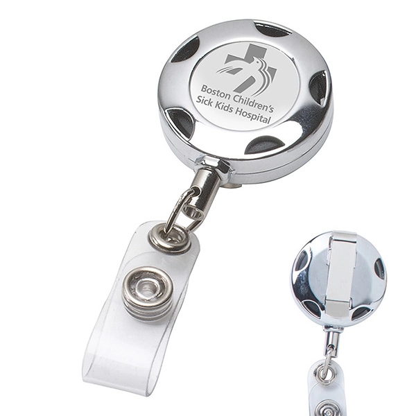 TIFFIN LZ 32" Cord Round Chrome Metal Retractable Badge Reel