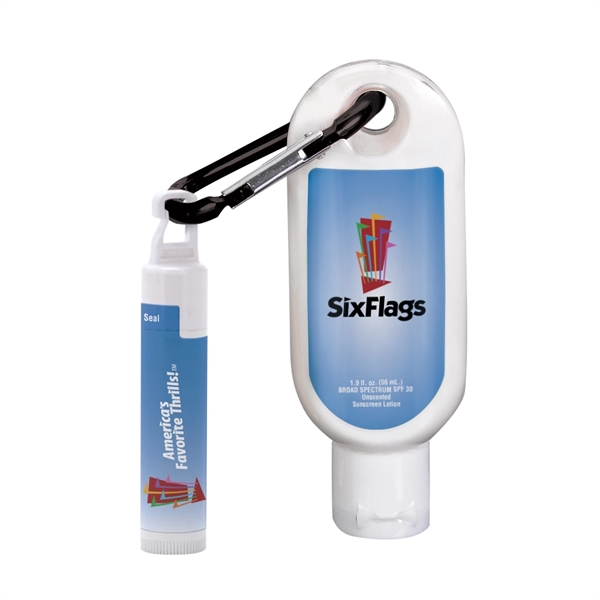 1.9 oz SPF30 Sunscreen with Carabiner and SPF15 Lip Balm