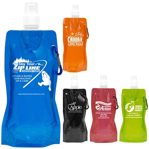 Roll Up 18 oz Foldable Water Bottle with Matching Carabiner