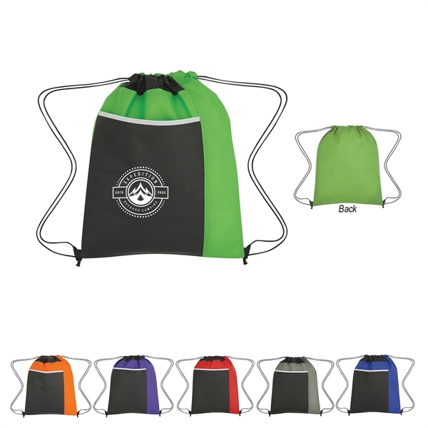 Water-Resistant Bicolored Drawstring Knapsack