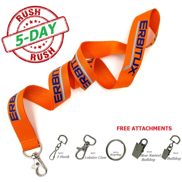 5 Day RUSH Polyester Lanyard w/ Custom Imprint ID Holder