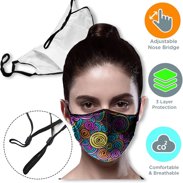 3-Layer w/ Full Color Logo Adjustable Face Mask