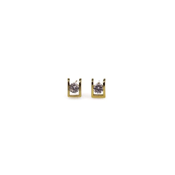 18K Gold Plated CZ Stud Earrings
