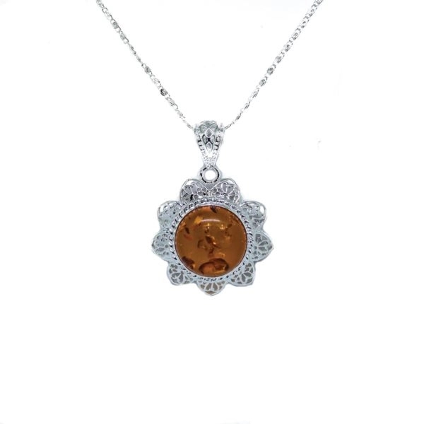 Amber Sunburst Pendant Necklace