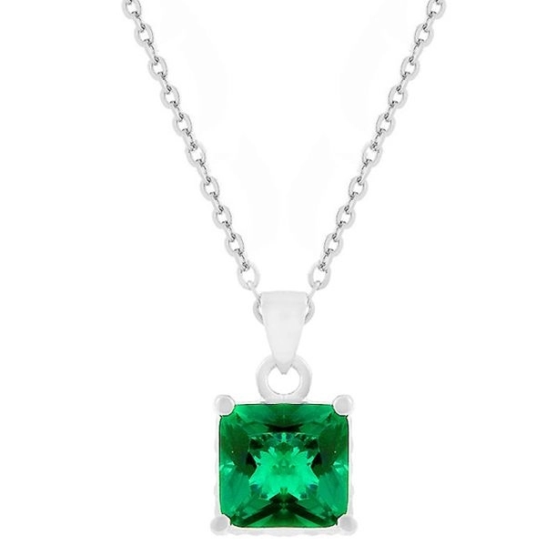 Double Trouble Emerald Green and Pave CZ Square Pendant