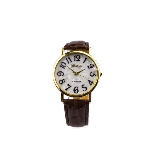 Geneva Gold Tone Quartz Watch with Leather Strap