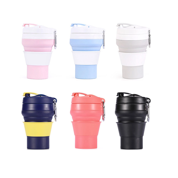 12OZ Silicone Collapsible  Coffee Cup with Carabiner