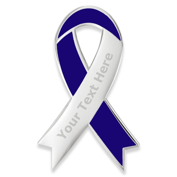 Blue Awareness Ribbon Lapel Pin - Engravable
