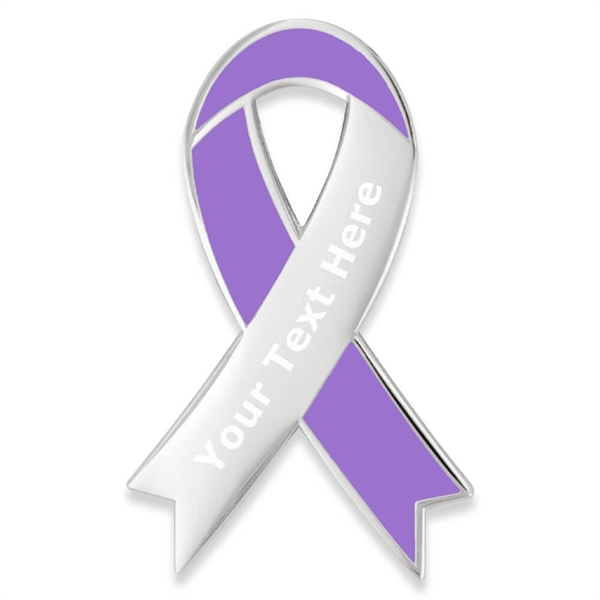 Lavender Awareness Ribbon Lapel Pin - Engravable