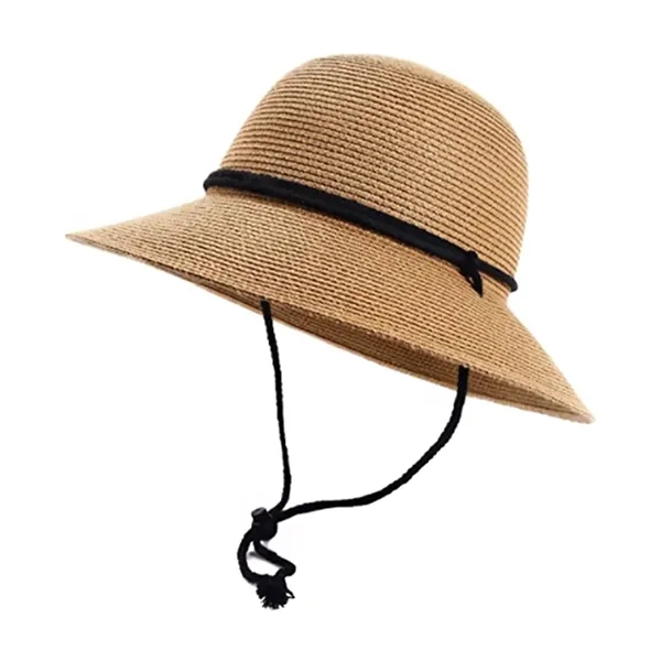 Wide Brim Sun Hat with Wind Lanyard UPF Summer Straw Sun Hat