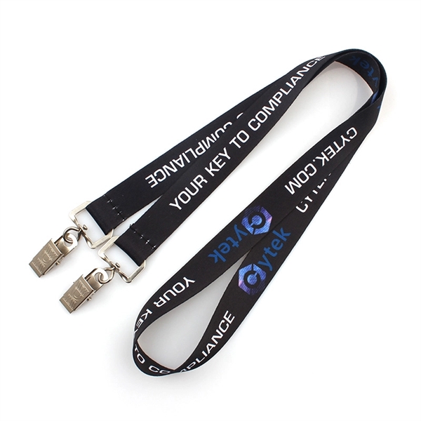 Full Color Lanyard Ended Double Bulldog Clip