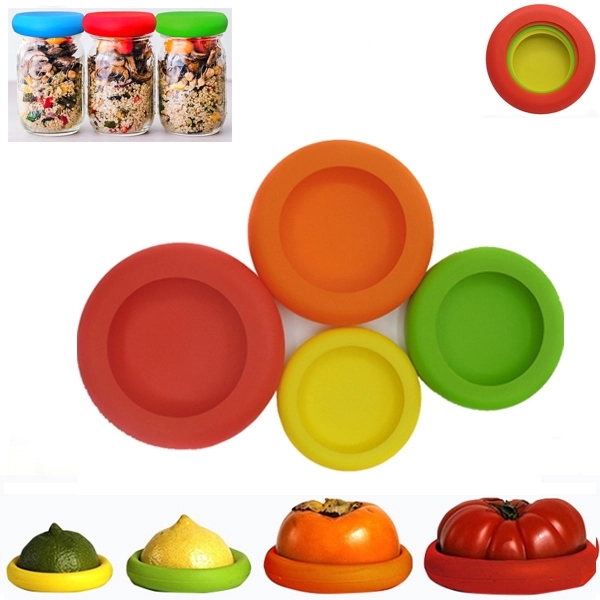 Reusable Silicone Food Huggers/ Savers / Cover Set of 4