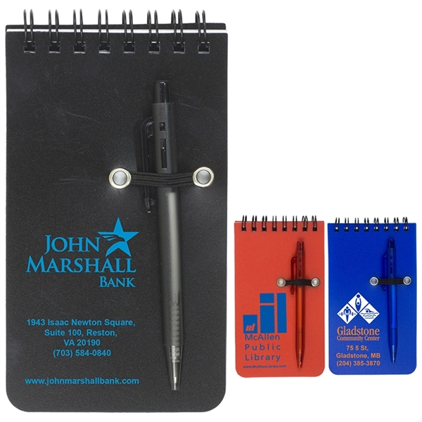 Pocket Sized Spiral Jotter Notepad with Pen
