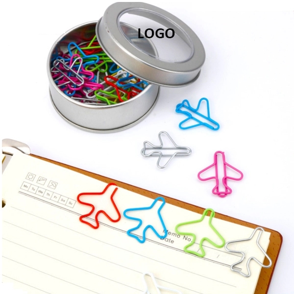 24pcs Airplane Paper Clips Packed With Tin Box (Multicolor)