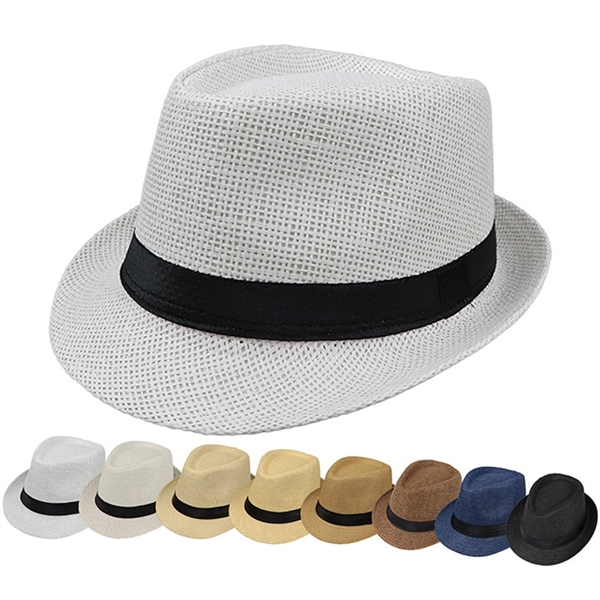 Unisex Vintage Fedora Twill Straw Hat