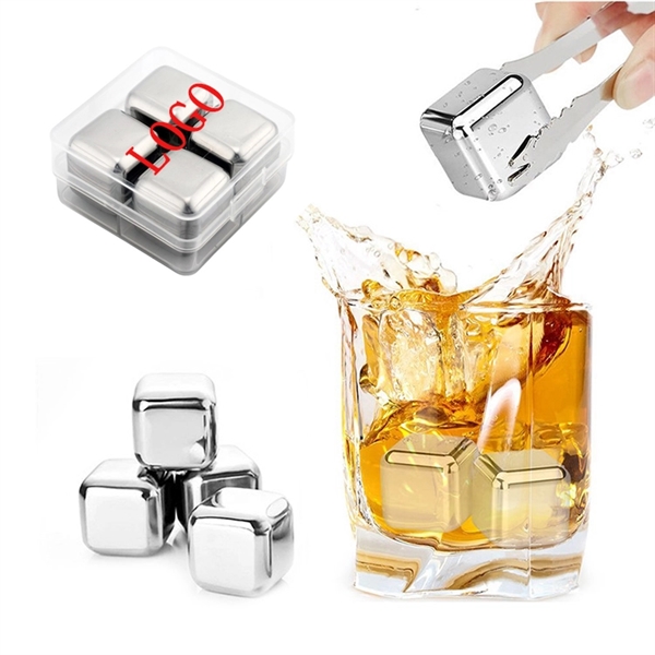 4 Pack Stainless Steel Whiskey Ice Cubes