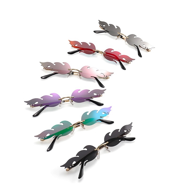 Rimless Fire Flame Metal Sun Glasses