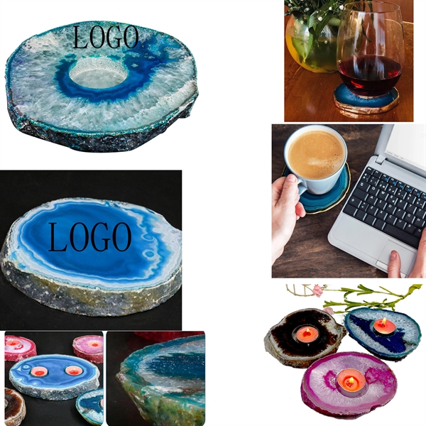 Brazilian Blue Agate Coaster Natural Geode Stone Coaster