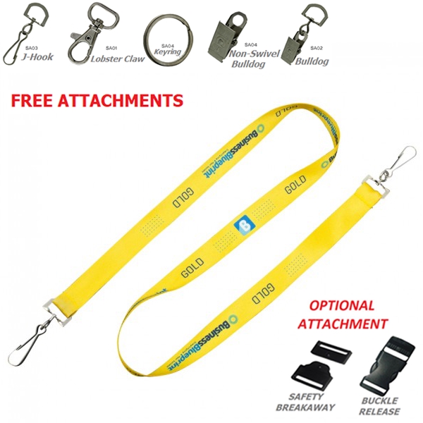 Double Clip Full Color Polyester Lanyard w/ Custom Logo