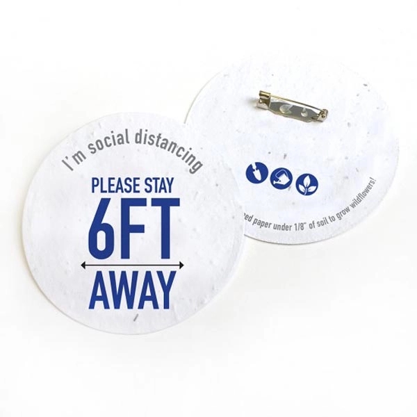 Social Distancing Seed Paper Button Badges - Double Sided