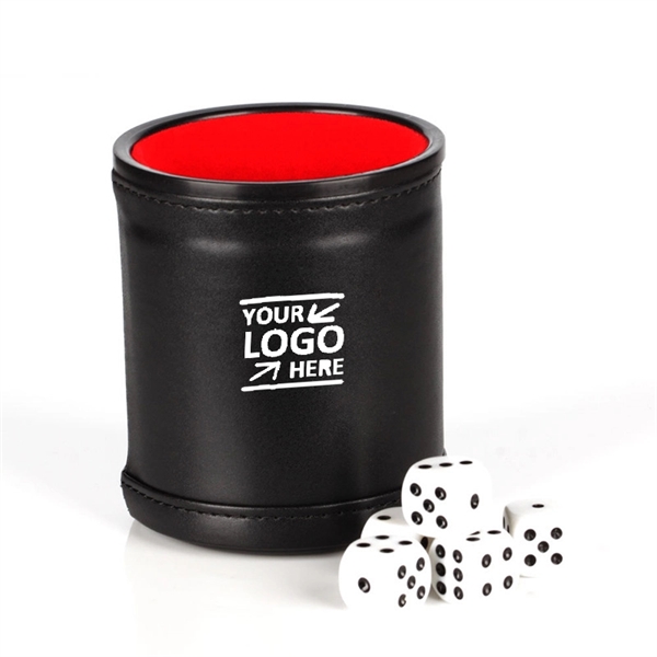 PU Leather Dice Cup Set with 6 Dices