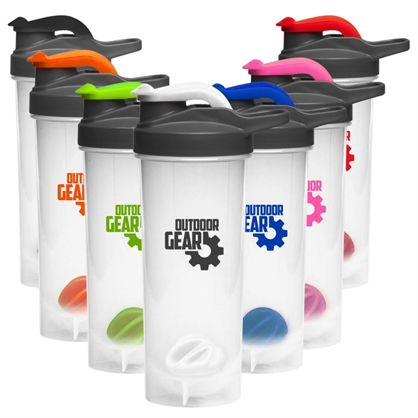 24 oz. Plastic Shaker Bottles With Mixer