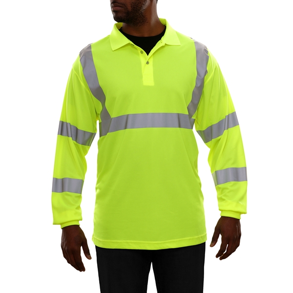 3-BUTTON LONG SLEEVE POLO SHIRT - LIME - ANSI 3