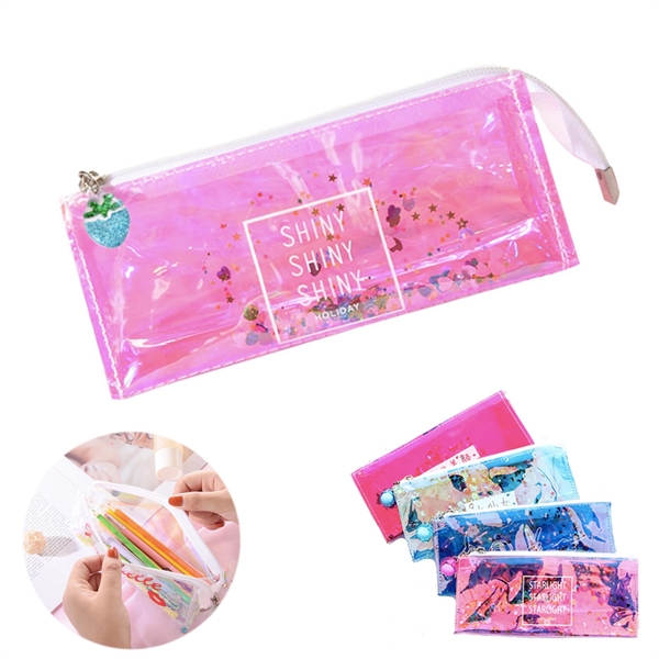 Glitter Sequin Pencial Case Transparent Pencil Holder