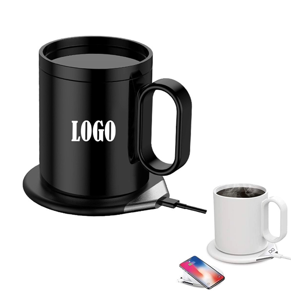 2-in-1 Smart Coffee Mug Warmer & Wireless Charger (Black/ Wh