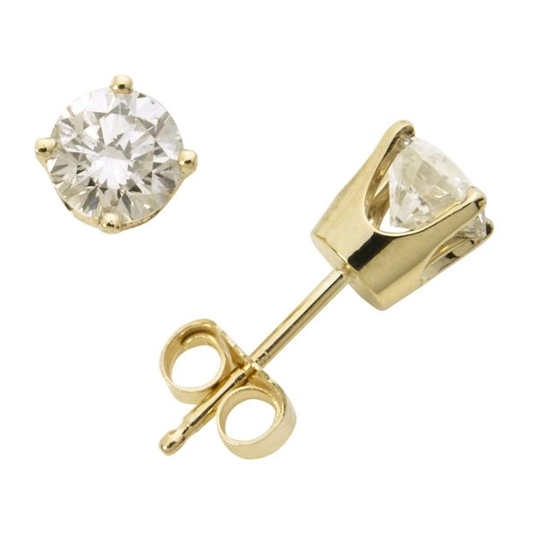 Yellow Gold Diamond Stud Earrings, .33twt