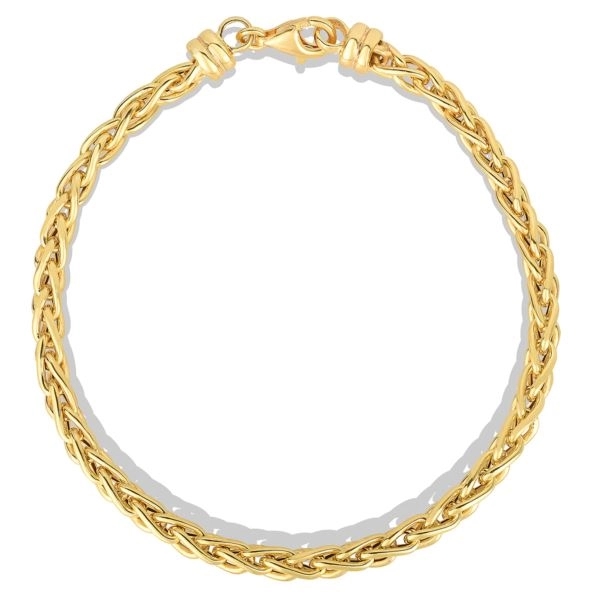 Sterling Silver Russian Wheat Bracelet Yellow Gold