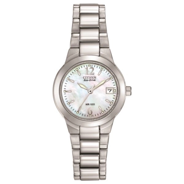 Womens Silhouette Eco-Drive Silver-Tone Watch, Mother-of-Pea