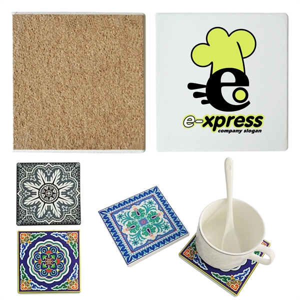 Customized Ceramic Full Color Square Absorbent Cup Coaster