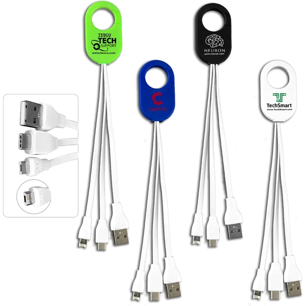 5-in-1 Cell Phone Charging Cable with Carabiner Clip